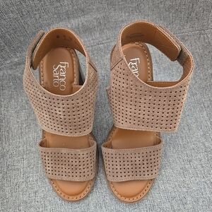 Franco Sarto Ladies Size 6M Brown/Tan Leather Heeled Sandal